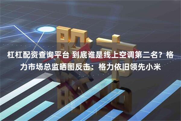 杠杠配资查询平台 到底谁是线上空调第二名？格力市场总监晒图反击：格力依旧领先小米