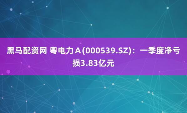 黑马配资网 粤电力Ａ(000539.SZ)：一季度净亏损3.83亿元