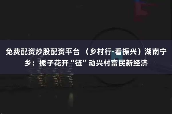 免费配资炒股配资平台 （乡村行·看振兴）湖南宁乡：栀子花开“链”动兴村富民新经济