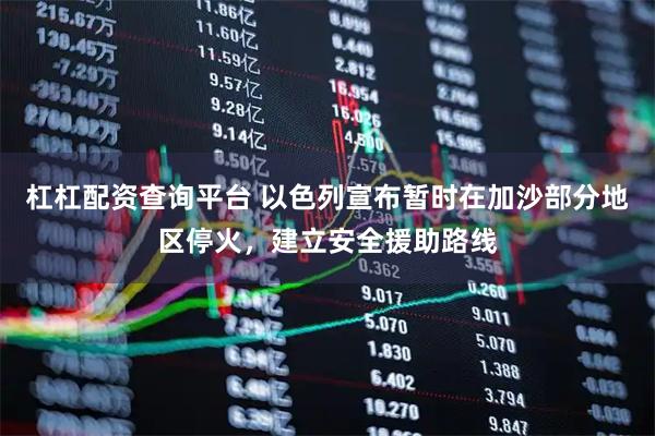 杠杠配资查询平台 以色列宣布暂时在加沙部分地区停火，建立安全援助路线